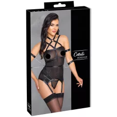   / Cottelli Bondage - pántos felső, kar bilincs és tanga (fekete)