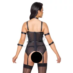   / Cottelli Bondage - pántos felső, kar bilincs és tanga (fekete)