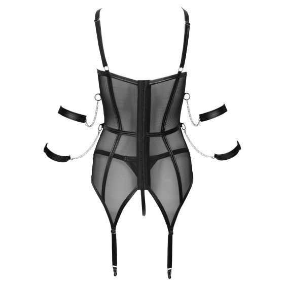 / Cottelli Bondage - pántos felső, kar bilincs és tanga (fekete)