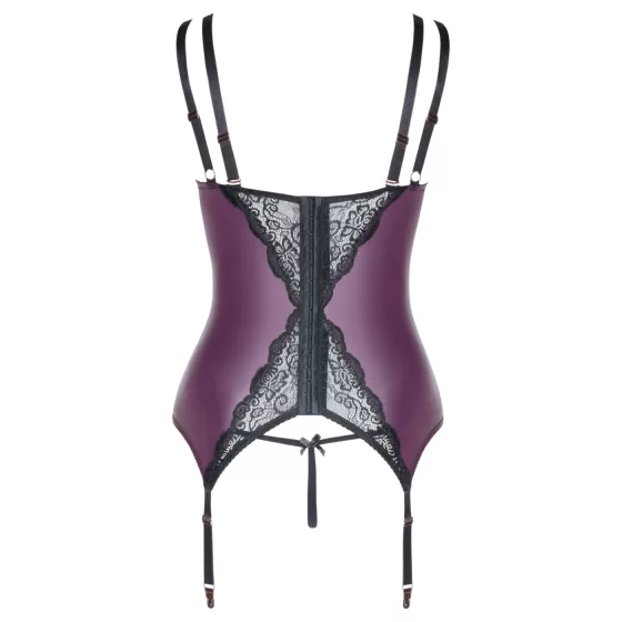 / Cottelli Curves - csipkés, fűzős fehérnemű szett (lila)