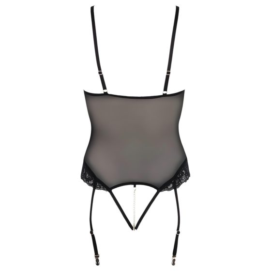 Cottelli Bondage - fém gyűrűs body és kar bilincs (fekete)