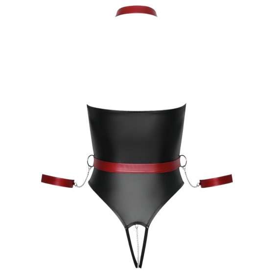 Cottelli Bondage - fényes body és kar bilincs (fekete)
