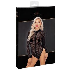 / Noir - leopárd mintás, hosszúujjú body (fekete)