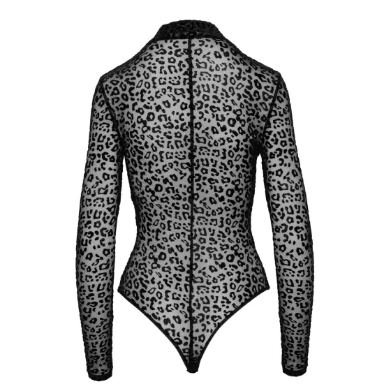 / Noir - leopárd mintás, hosszúujjú body (fekete)