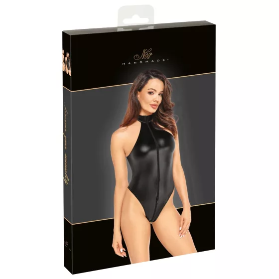 / Noir - fényes nyakpántos body (fekete)