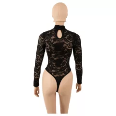 Cottelli - hosszú ujjú csipke body (fekete) - S