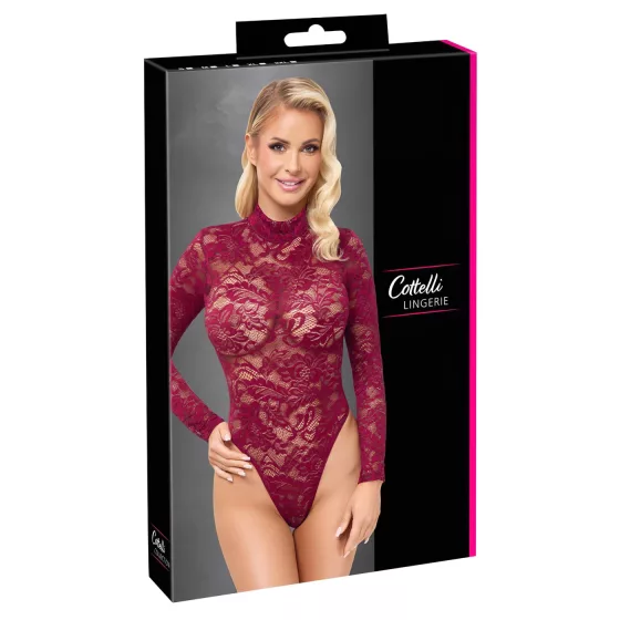 / Cottelli - átlátszó csipke body (piros)
