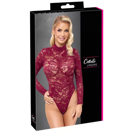 / Cottelli - átlátszó csipke body (piros)