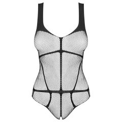   Obsessive B336 - átlátszó, nyitott necc body (fekete) - S-L