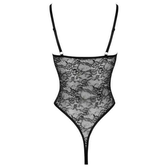 Cottelli - átlátszó, nyitott csipke body (fekete)