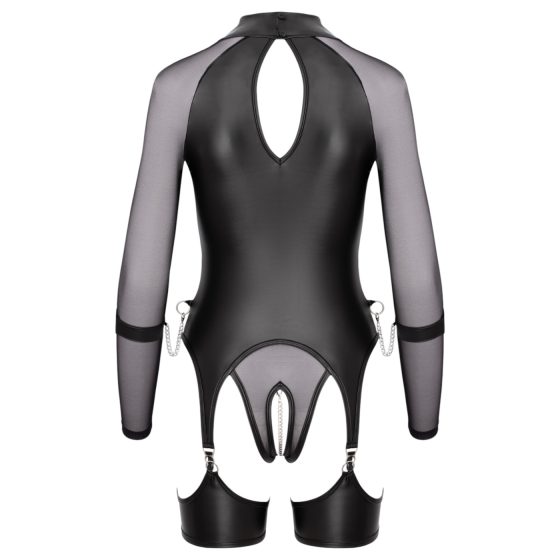 Cottelli Bondage - áttetsző felső bilincsekkel (fekete)