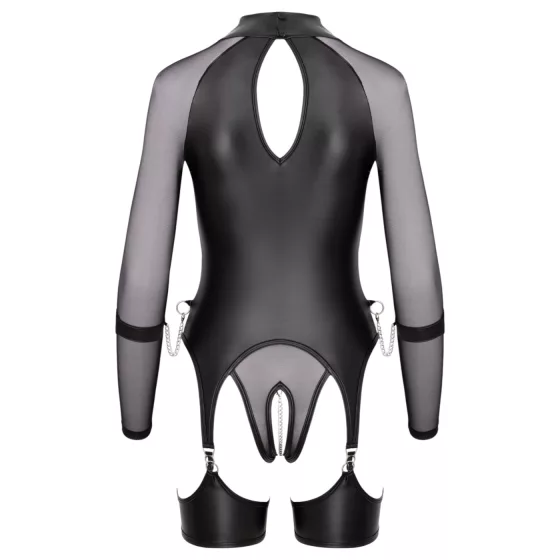 Cottelli Bondage - áttetsző felső bilincsekkel (fekete)