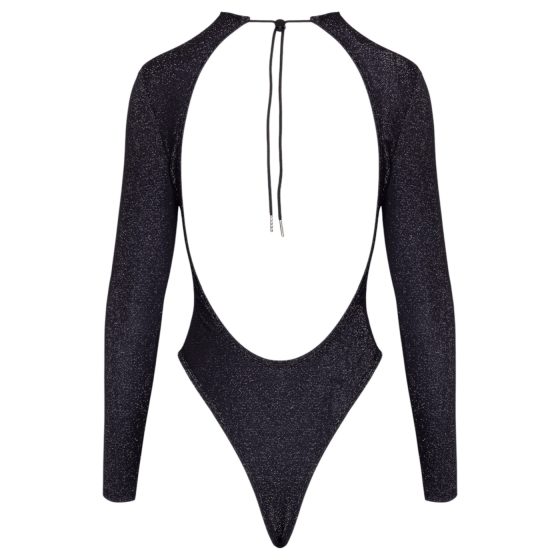 Cottelli - nyitott hátú, csillogós body (fekete)