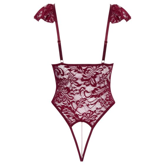 Cottelli - csipkés gyöngyös body (piros)