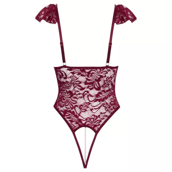 Cottelli - csipkés gyöngyös body (piros)