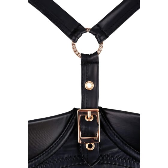 / Abierta Fina - szatén fényű, mellemelős ruha (fekete)