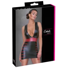   / Cottelli Party - szexi csíkos, testre simuló ruha (fekete-vörös)