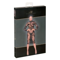 / Noir - átlátszó, virágos, hosszúujjú ruha (fekete)