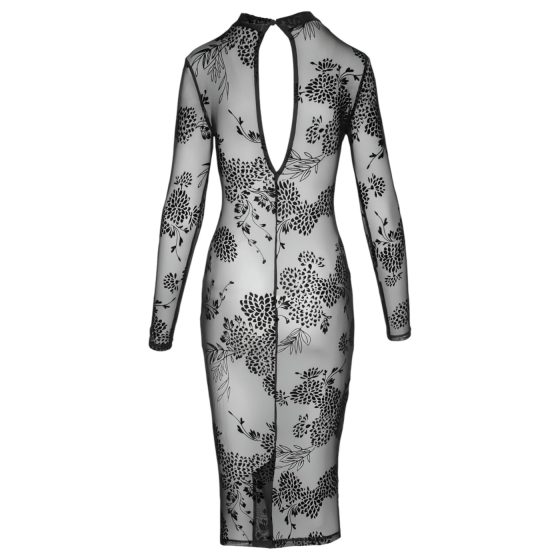 / Noir - átlátszó, virágos, hosszúujjú ruha (fekete)