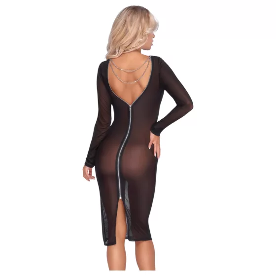 Cottelli Party - áttetsző, cipzáras ruha (fekete)