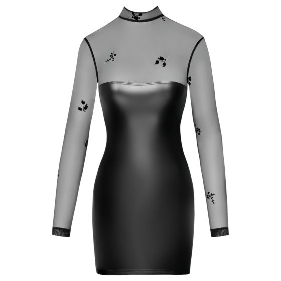 Noir - átlátszó felsős fényes ruha (fekete)