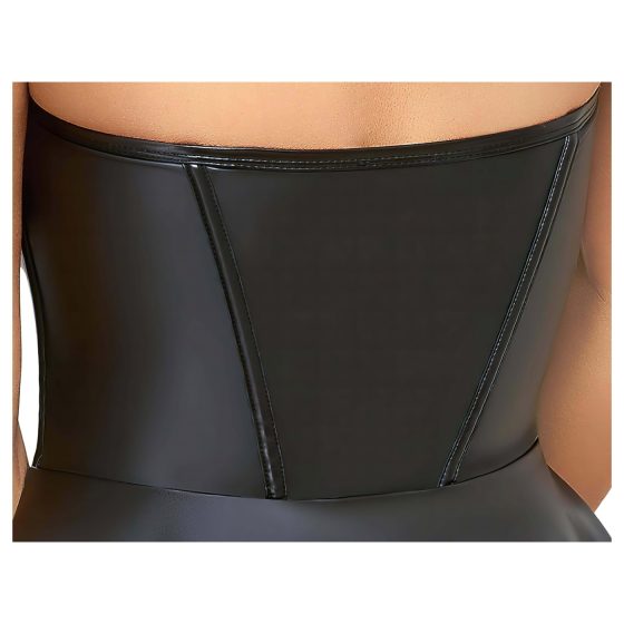 Cottelli - fényes miniruha rakott szoknyával (fekete)