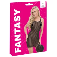   Cottelli - szexi csíkos, ezüstszálas miniruha (fekete) - S-L