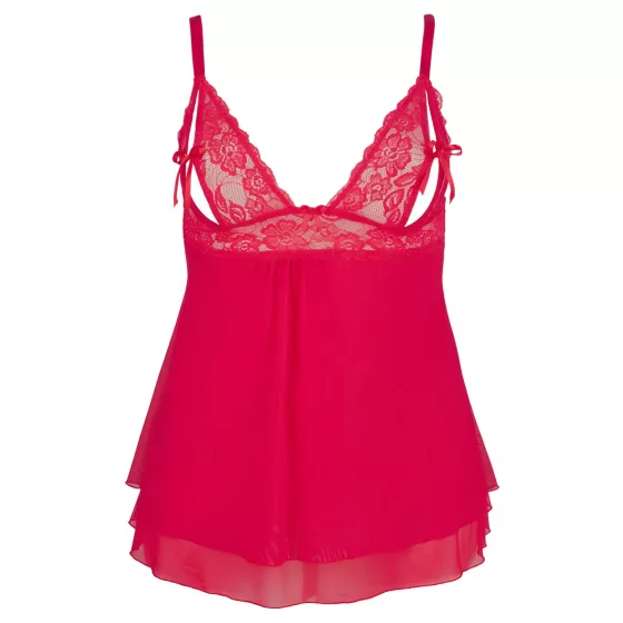 Cottelli Plus Size - csipkés, lenge babydoll (piros)