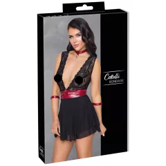 / Cottelli Bondage - nyakpántos csipkés babydoll (fekete)