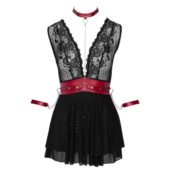 / Cottelli Bondage - nyakpántos csipkés babydoll (fekete)