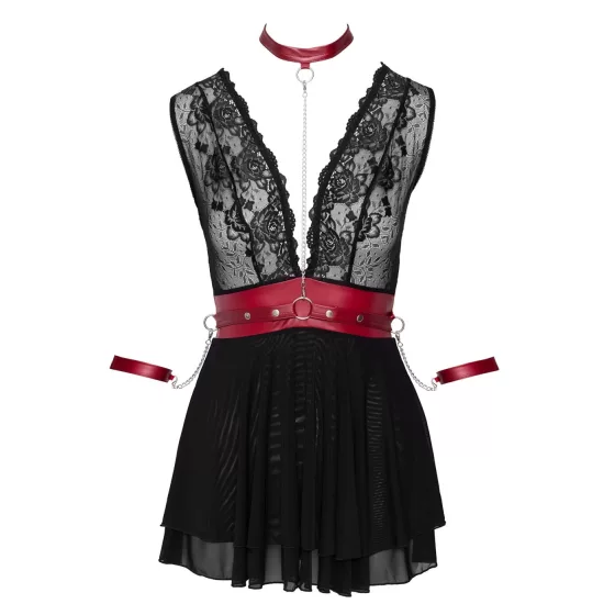 / Cottelli Bondage - nyakpántos csipkés babydoll (fekete)
