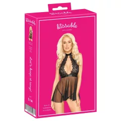 / Kissable - nyakpántos, csipke babydoll (fekete)