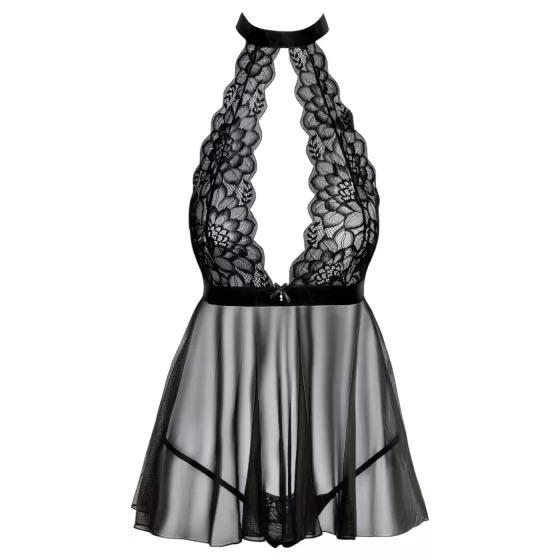 / Kissable - nyakpántos, csipke babydoll (fekete)