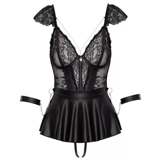 Cottelli Bondage - csipkés miniruha bilincsekkel (fekete)