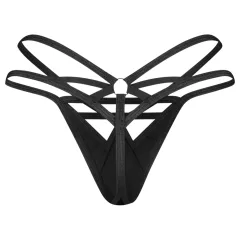 / Obsessive Keira - fényes hatású, pántos tanga (fekete)