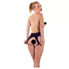 Late X - végig nyitott latex bugyi nőknek, fekete (S-L)