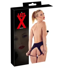 Late X - végig nyitott latex bugyi nőknek, fekete (S-L)
