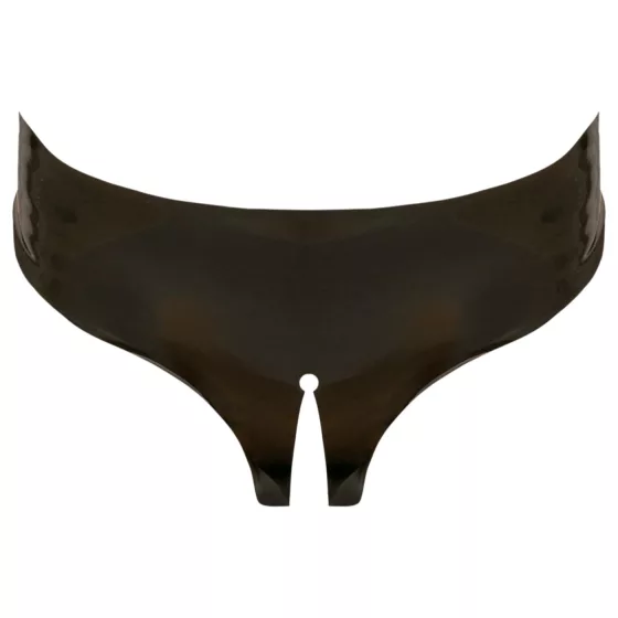 Late X - végig nyitott latex bugyi nőknek, fekete (S-L)