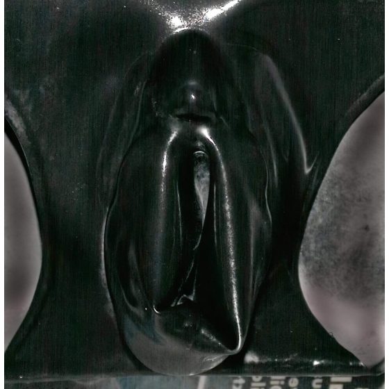 LATEX - női bugyi hüvelyóvszerrel (fekete)