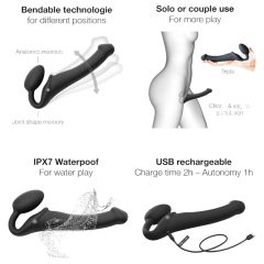Strap-on-me M - felcsatolható vibrátor - közepes (fekete)