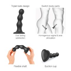   Strap-on-me Balls S - gömbös, tapadókorongos dildó (fekete)