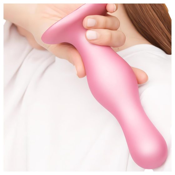 Strap-on-me Curvy M - hullámos, tapadókorongos dildó (pink)