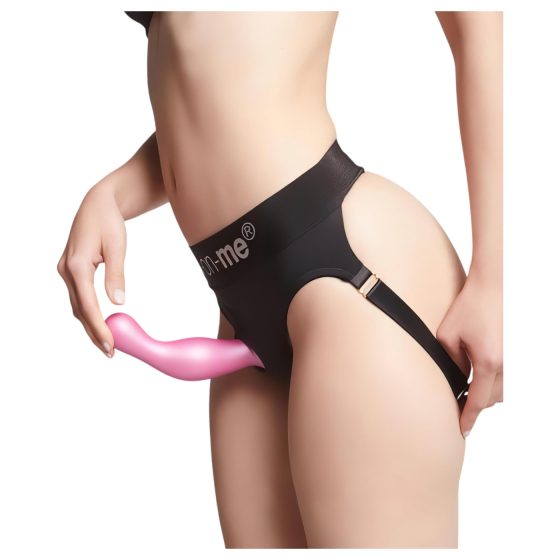 Strap-on-me Curvy M - hullámos, tapadókorongos dildó (pink)