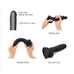   Strap-on-me M - kétrétegű, tapadókorongos dildó (fekete)