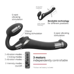   Strap-on-me S - felcsatolható, léghullámos vibrátor (fekete)