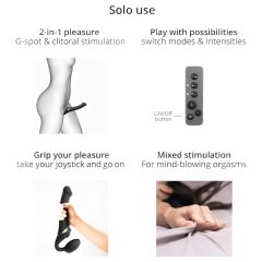   Strap-on-me M - léghullámos felcsatolható vibrátor (fekete)