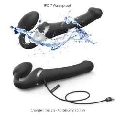   Strap-on-me M - léghullámos felcsatolható vibrátor (fekete)