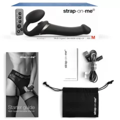   Strap-on-me M - léghullámos felcsatolható vibrátor (fekete)