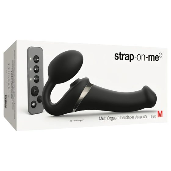 Strap-on-me M - léghullámos felcsatolható vibrátor (fekete)