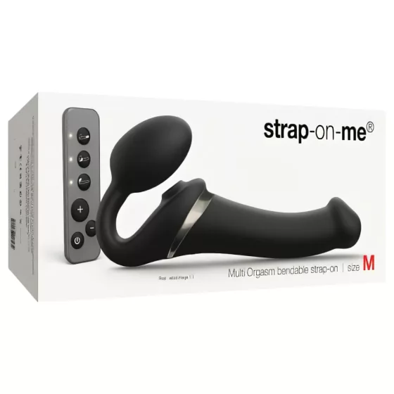Strap-on-me M - léghullámos felcsatolható vibrátor (fekete)